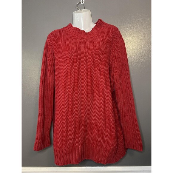 Liz Claiborne Woman Sweater Womens 1X Plus Red Ribbed Knit Pullover Long Sleeve - Picture 1 of 8